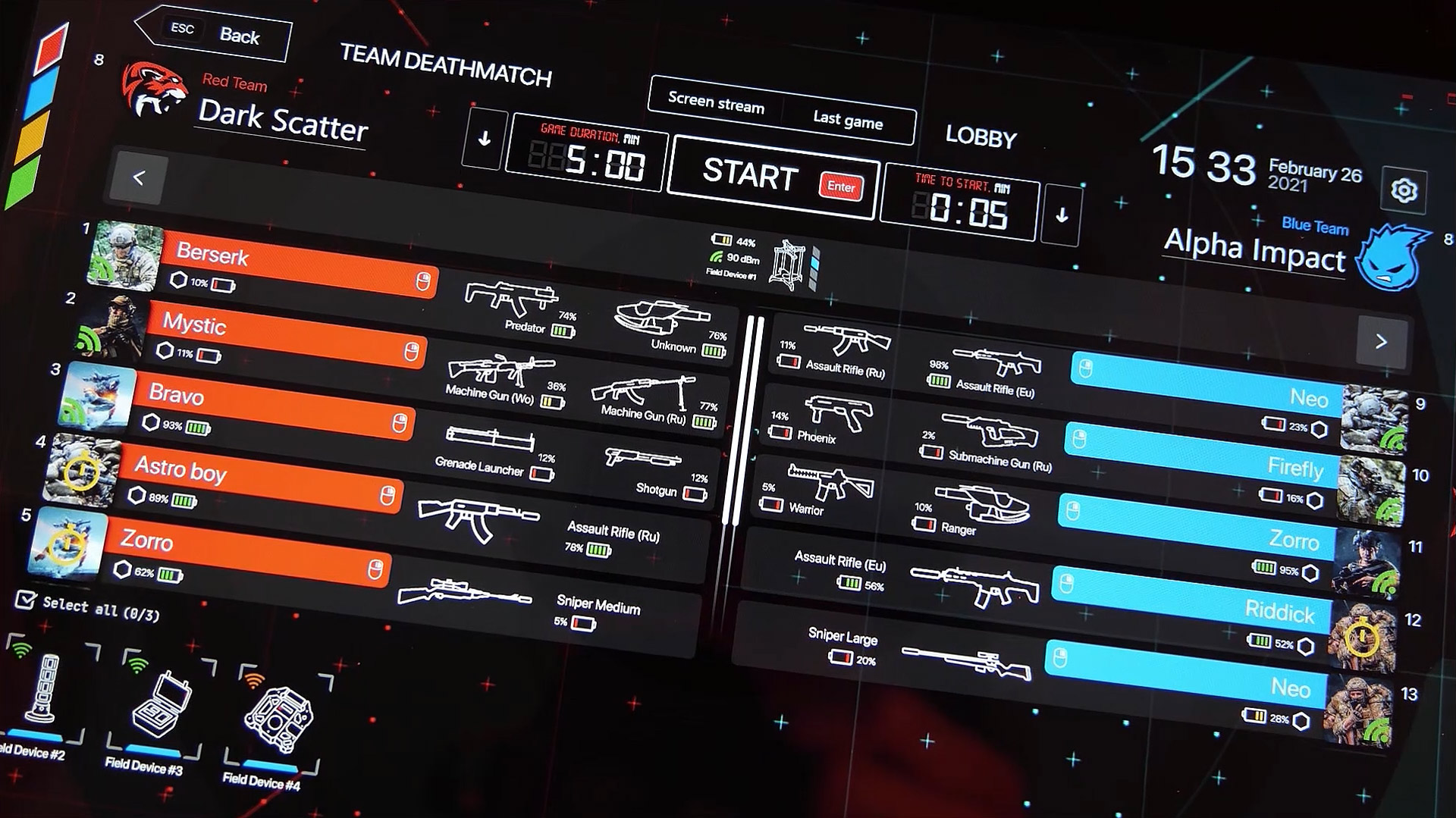 Popular Laser tag game scenarios (scripts) description